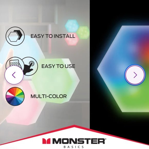 Hexagon Remote Control Multi-Color LED Touch Light, Wall-Mounted, Four Color-Cha - Picture 2 of 7